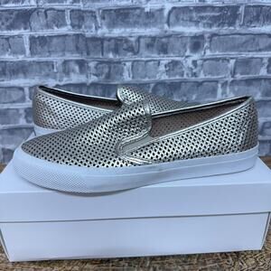 Sperry Slip On Loafers Seaside Perf Pewter STS80119 Womens Sized 9.5 New